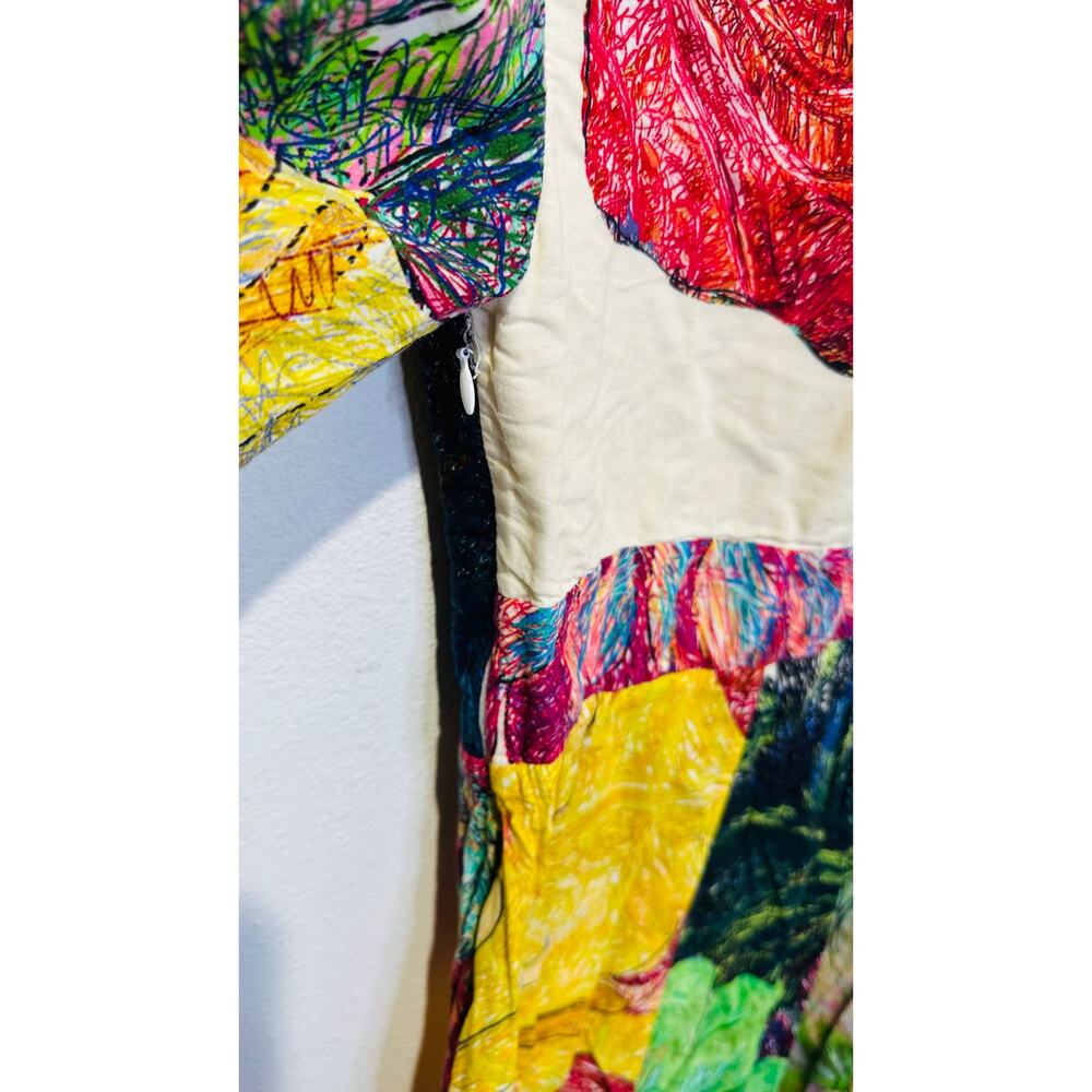 SAAKSHA & KINNI Multicolored Floral Daisy Crew Neck Short Sleeve Dress size XS - Picture 10 of 15